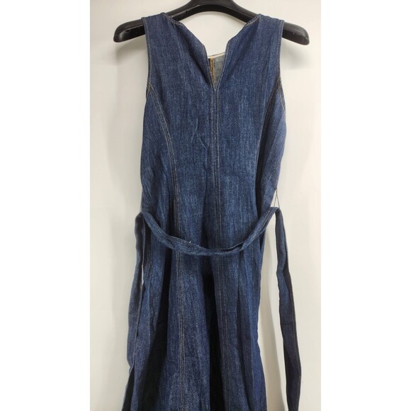 Boden US 6R Dark Vintage Denim Sleeveless Denim Dress Fit & Flare Belt NWT - Picture 10 of 13